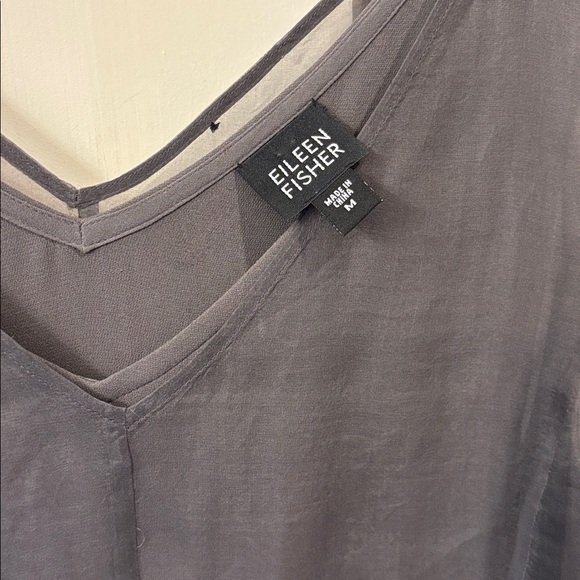 Eileen Fisher 2 pc. Sleeveless Silk Maxi Shift Smokey Gray. V-neck.Size M. - Picture 2 of 9